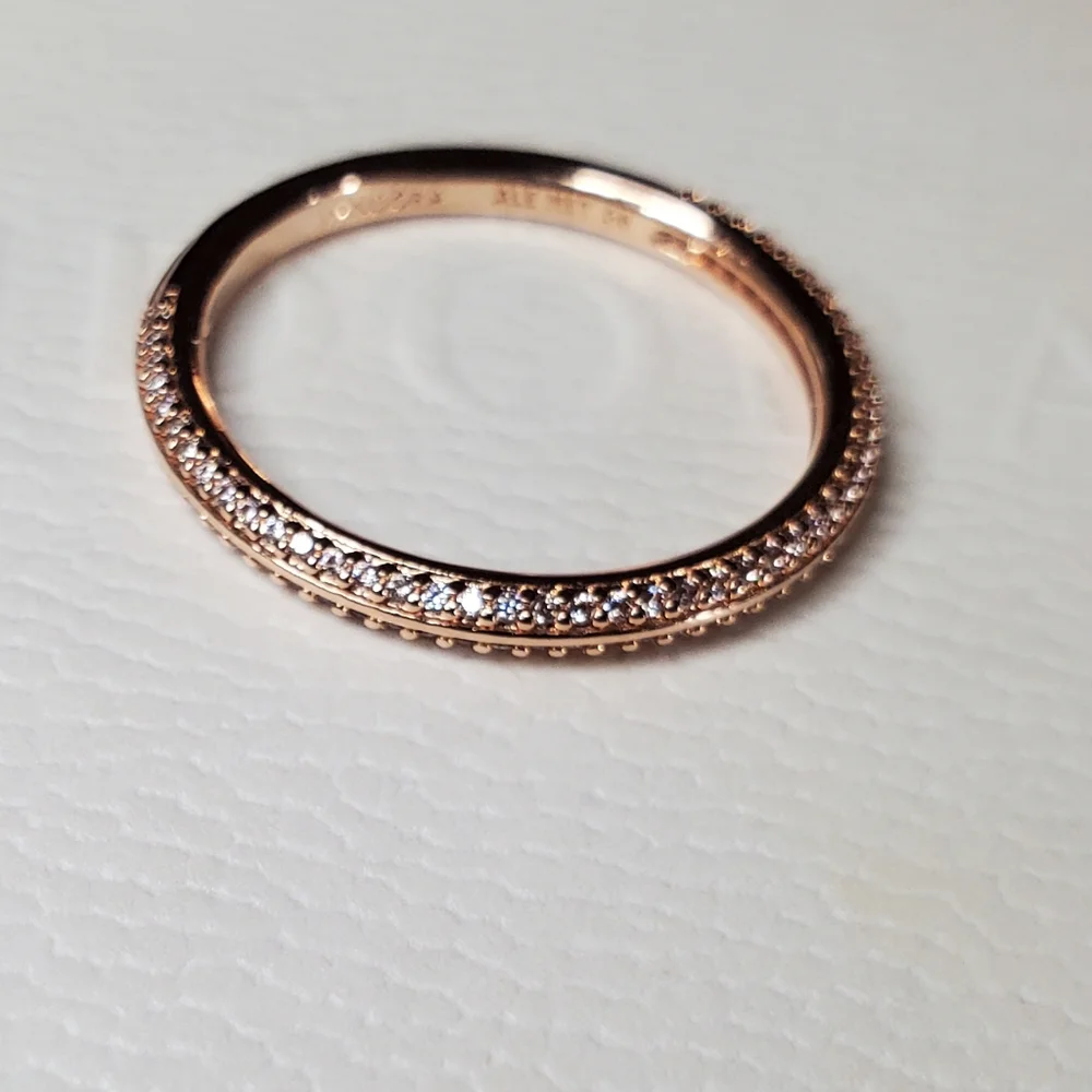 Pandora Rose Gold Pavé Stackable Ring with Clear Stones